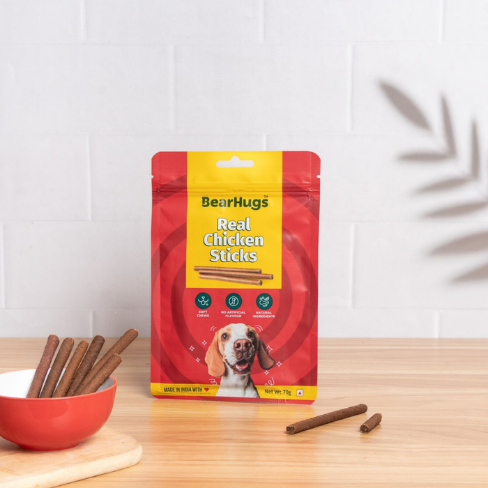 BearHugs Soft & Chewy Sticks Real Chicken Treat for Dogs - 70gm
