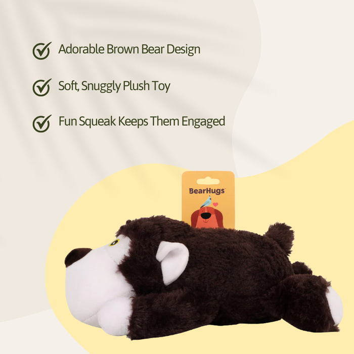 BearHugs Cuddle Bear Squeaky Dog Pet Toy (Brown)