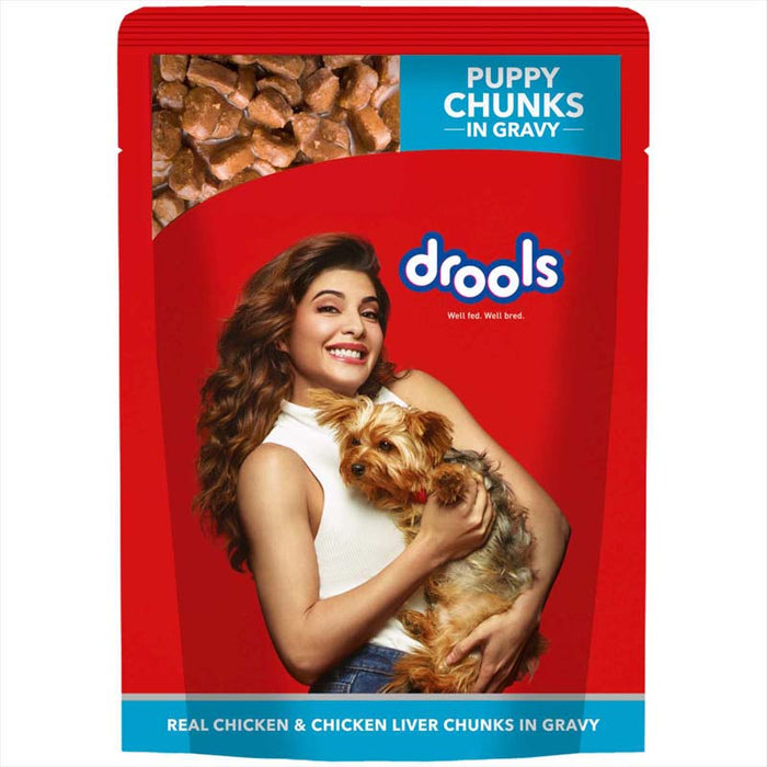 Drool Puppy Real Chicken and Chicken Liver Chunks in Gravy Wet Food - 150gm