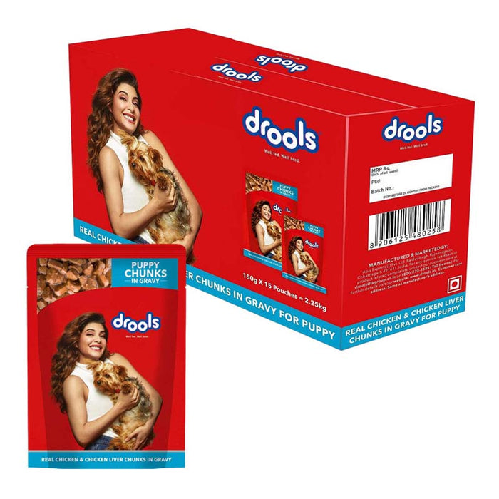 Drool Puppy Real Chicken and Chicken Liver Chunks in Gravy Wet Food - 150gm