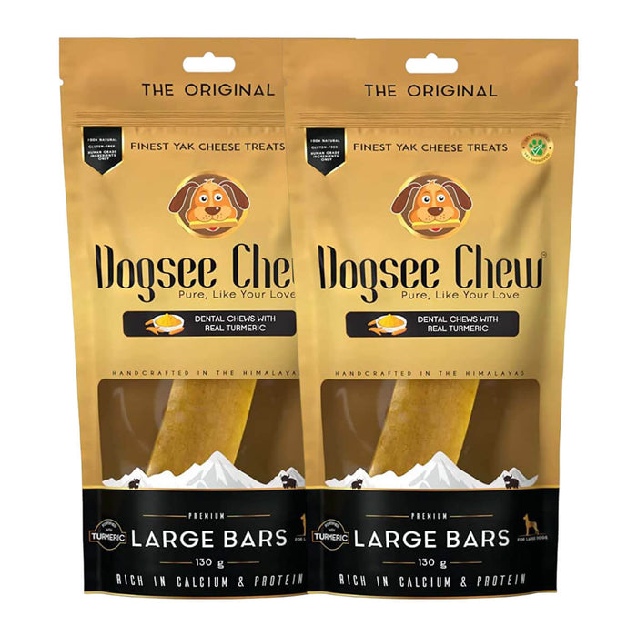 Dogsee Turmeric Long Lasting Dental Chew Large Hard Bars for Large Dogs - 130gm