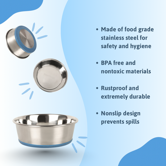 BearHugs Anti Skid Stainless Steel Dog/Cat Bowl