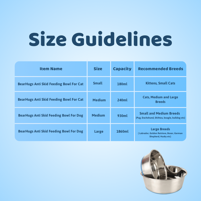 BearHugs Anti Skid Stainless Steel Dog/Cat Bowl