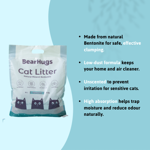 BearHugs Bentonite Clumping Cat Litter - Unscented - 5.8 Litres (Pack of 1)