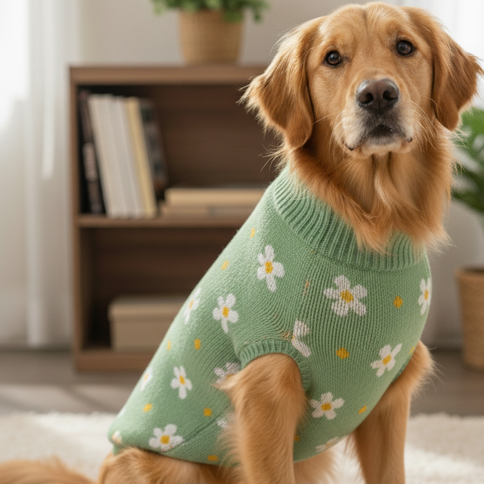 BearHugs Daisy Floral Print Pet Sweater for Dogs