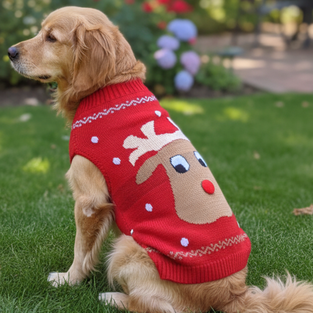 BearHugs Reindeer Print Pet Sweater for Dogs