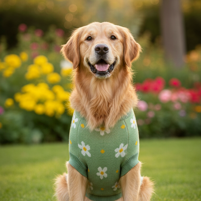 BearHugs Daisy Floral Print Pet Sweater for Dogs