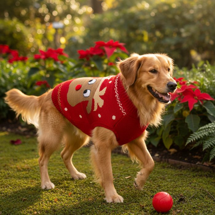 BearHugs Reindeer Print Pet Sweater for Dogs