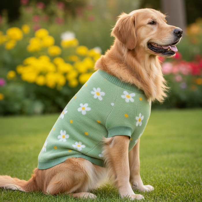 BearHugs Daisy Floral Print Pet Sweater for Dogs