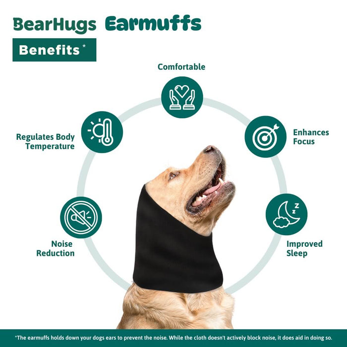 BearHugs Anti-anxiety Black Ear Muffs for Dog