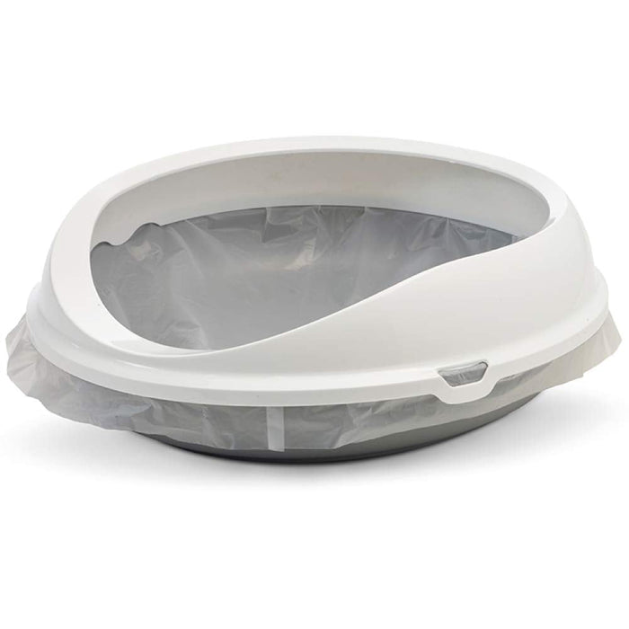 Savic 22" Figaro Oval Cat Litter Tray with Rim - Cold Grey