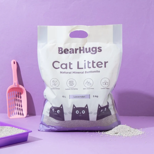 BearHugs Bentonite Clumping Cat Litter - Lavender Scented - 5.8 Litres (Pack of 1)