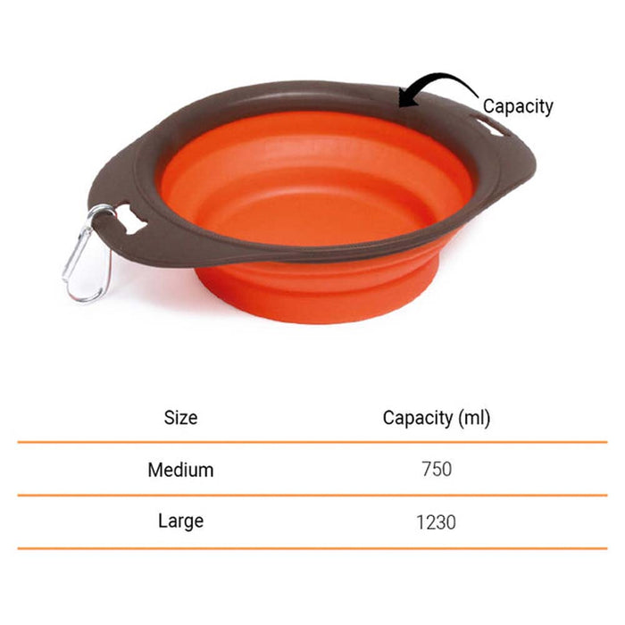 M Pet On The Road Foldable Feeding Bowl Dog Frame - Orange