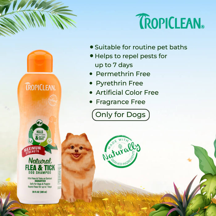 Tropiclean Natural Flea & Tick Shampoo Maximum Strength