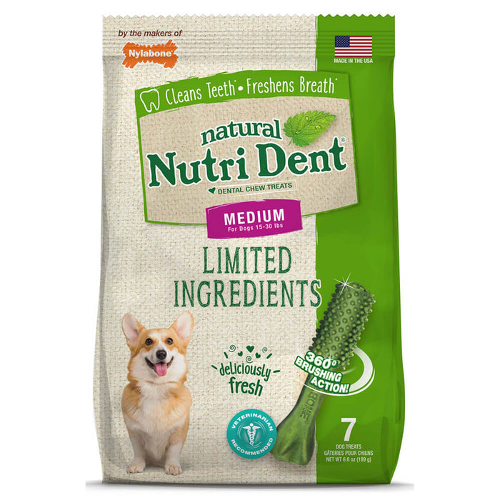 Nylabone Nutri Dent Fresh Breath 7 Count Pouch Medium For Dog