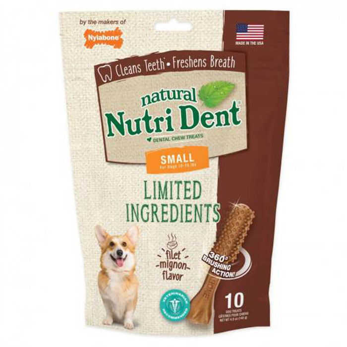 Nylabone Nutri Dent Filet Mignon 10 Count Pouch Small For Dog