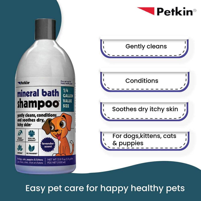 Petkin Mineral Bath Dog Shampoo - Lavender Scent - 1000 ml