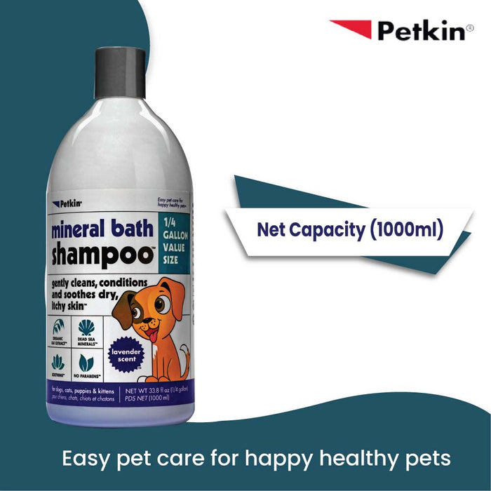 Petkin Mineral Bath Dog Shampoo - Lavender Scent - 1000 ml