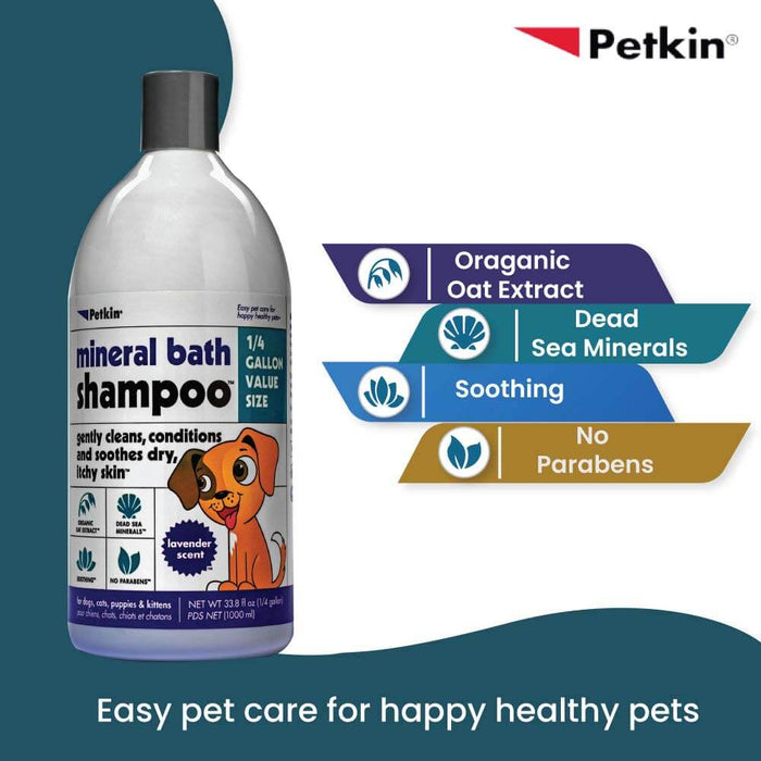 Petkin Mineral Bath Dog Shampoo - Lavender Scent - 1000 ml