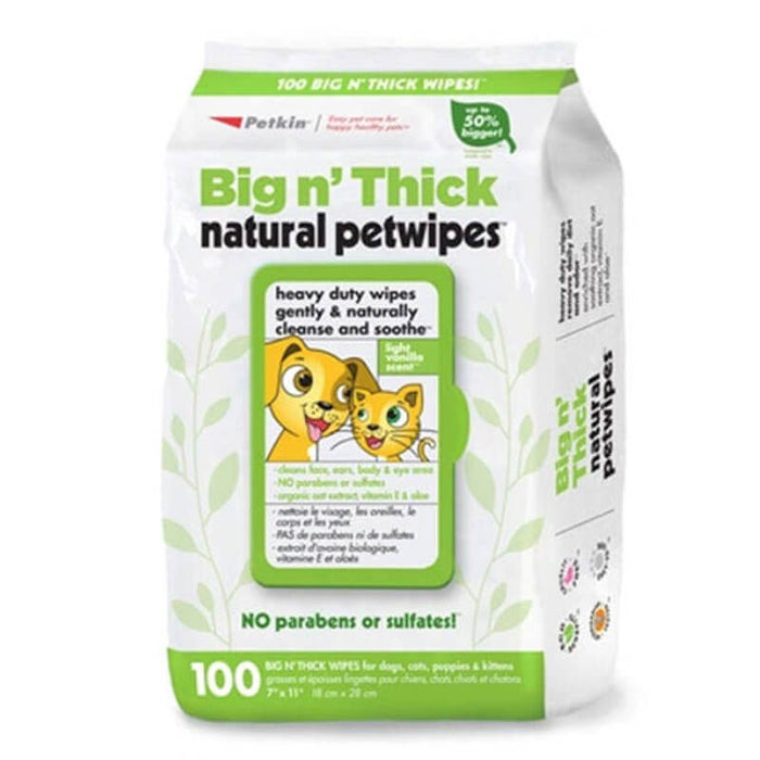 Petkin 18 cm x 30 cm Big Natural Pet Wipes - 100 Wipes