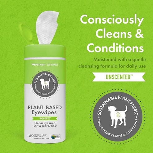 Petkin Plant-Based Unscented Eye Wipes - 80 Wipes