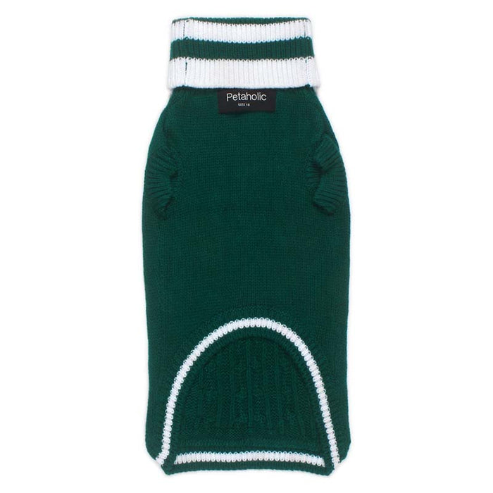 Petaholic High Neck Cable Knit Sweater - Bottle Green