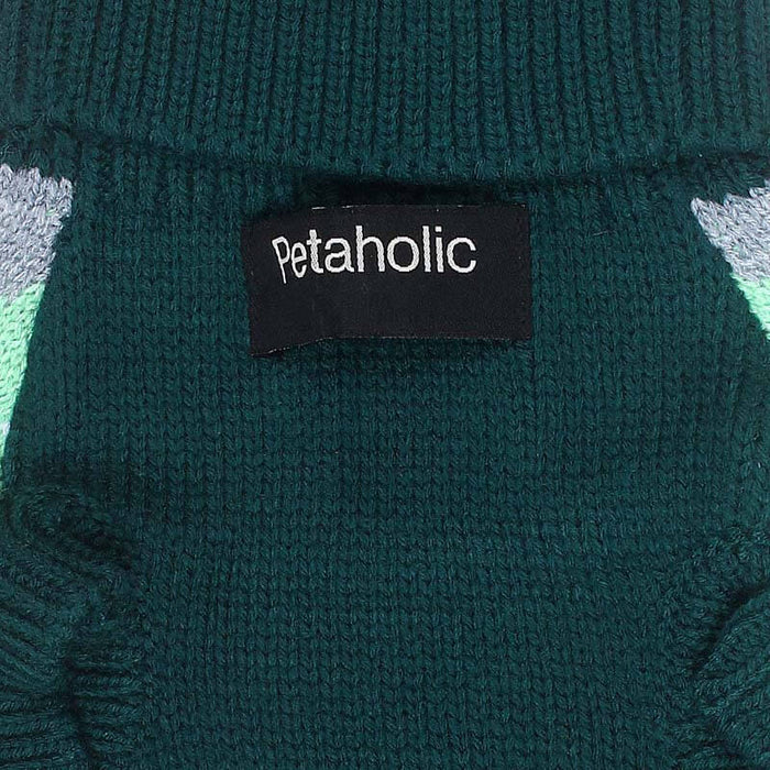 Petaholic Argyle Dog Sweater - Green