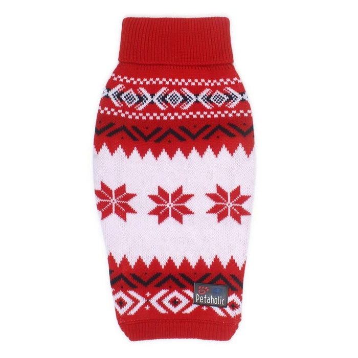 Petaholic Snowflake Dog Sweater - Red