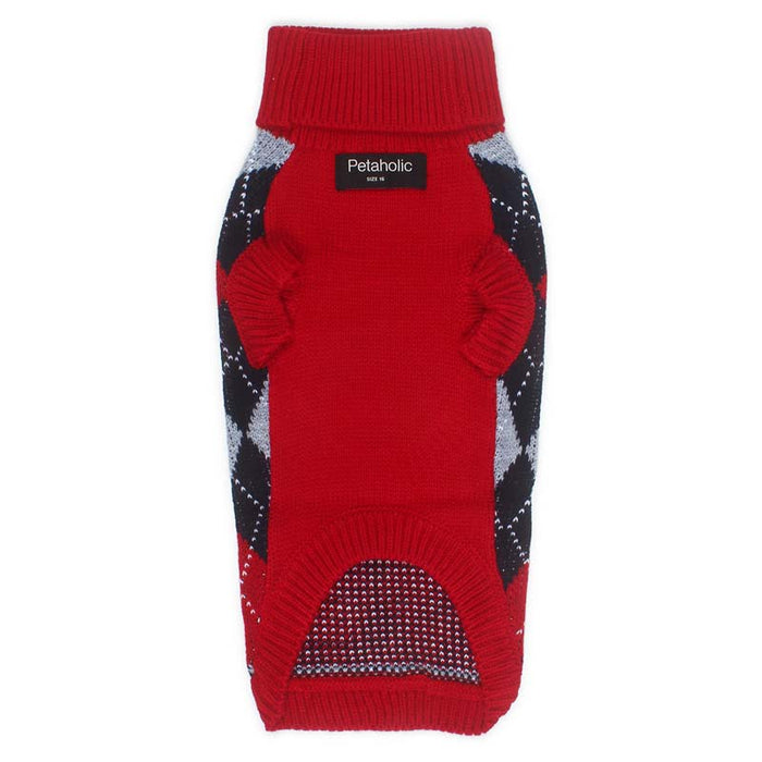 Petaholic Argyle Dog Sweater - Red