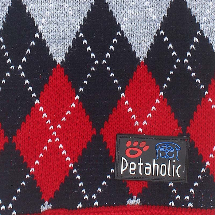 Petaholic Argyle Dog Sweater - Red
