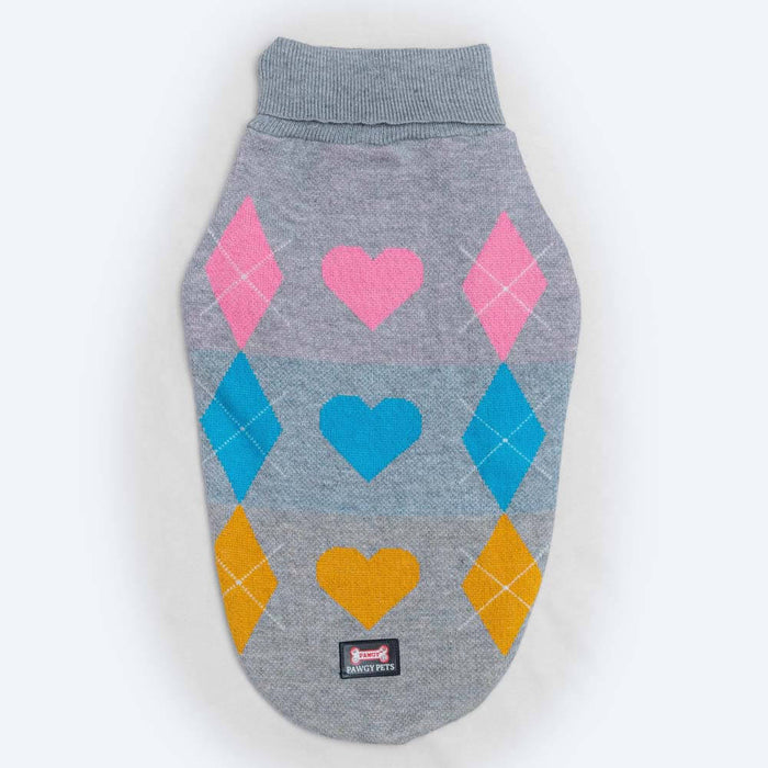 Pawgy Pets High Neck Cable Knit Sweater - Grey