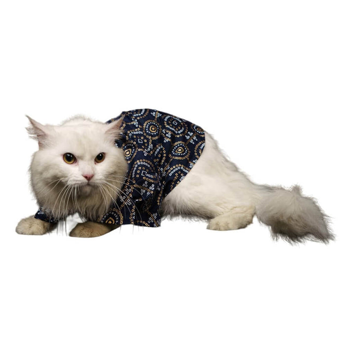 Pawgy Pets Bandhej Shirt For Dog, Cat - Blue