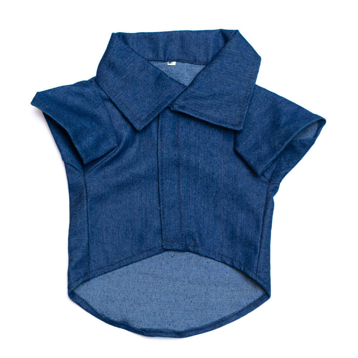 Pawgy Pets Denim Shirt with Patch For Dog - Blue