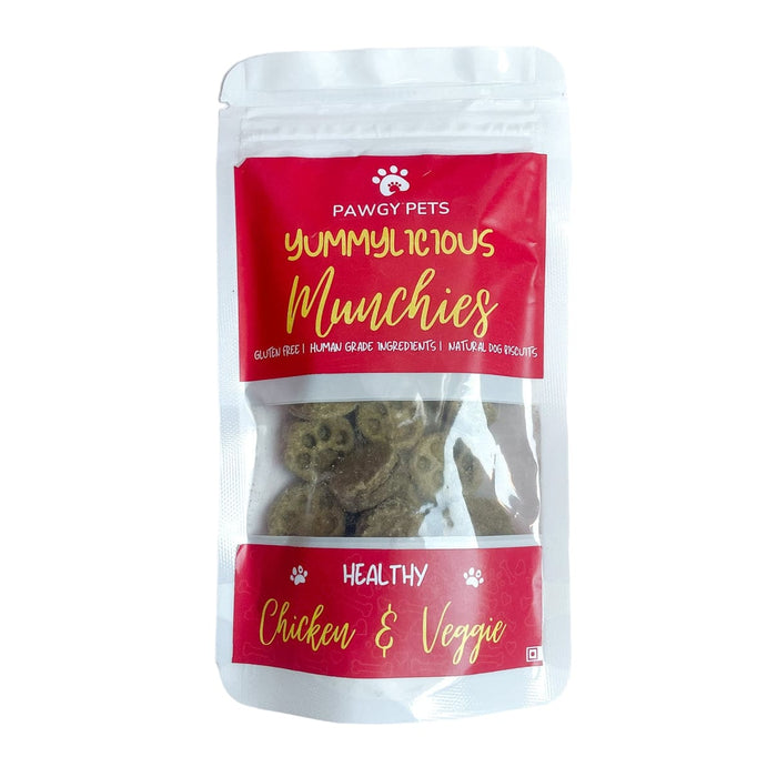 Pawgy Pets Yummylicious Munchies Chicken & Veggies Treat for Dogs - 50gm