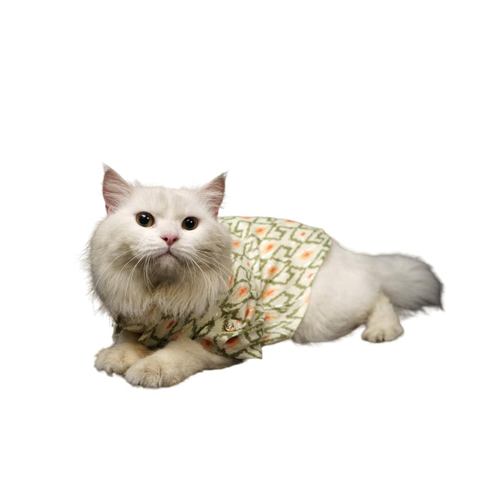 Pawgy Pets Heritage Summer Casual  Kurta For Cat - Off White with Orange