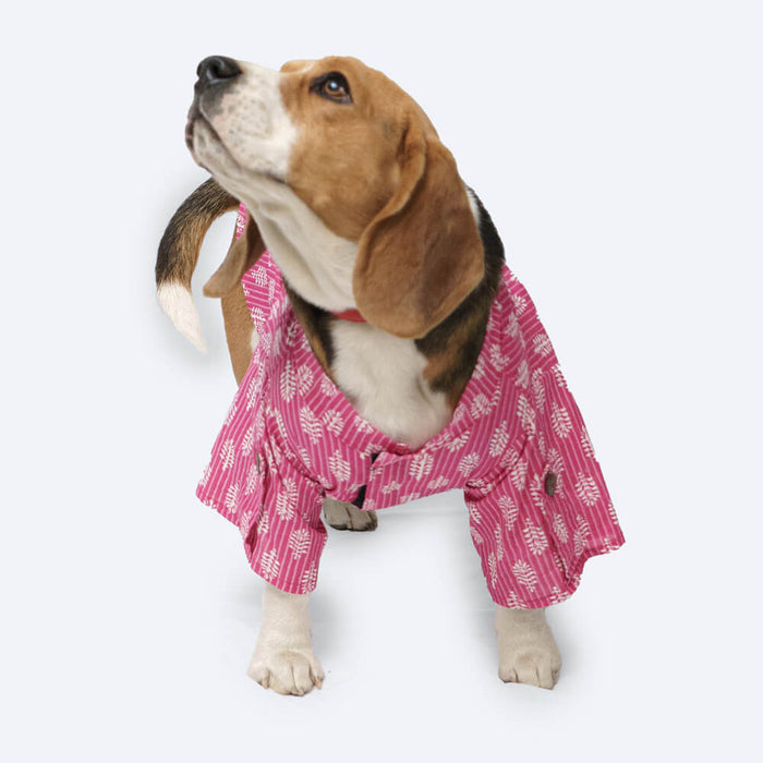 Pawgy Pets Heritage Hand Block Casual Kurta For Dog - Pink