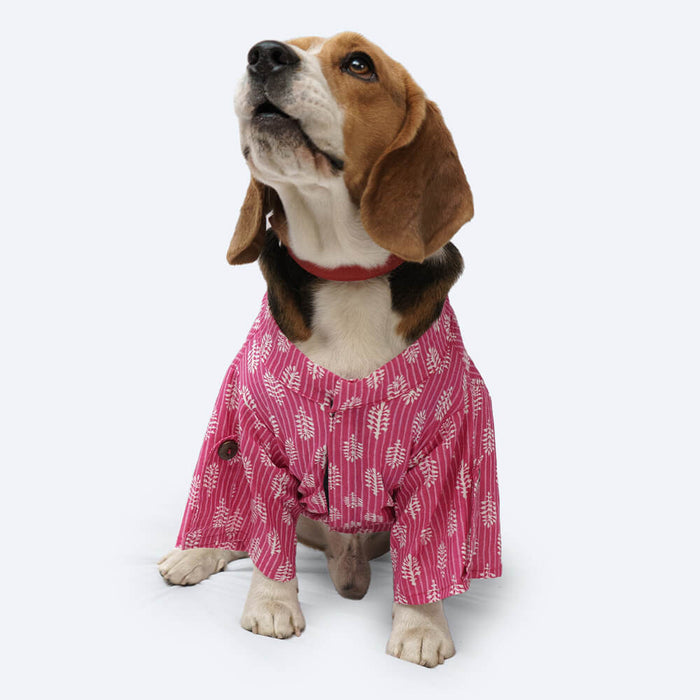 Pawgy Pets Heritage Hand Block Casual Kurta For Dog - Pink