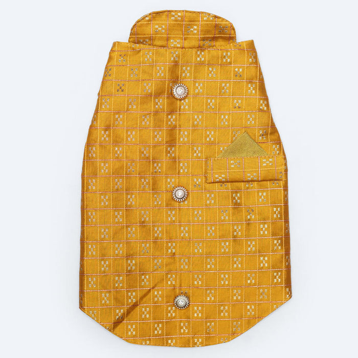 Pawgy Pets Casual Strapy Sherwani For Dog - Mustard