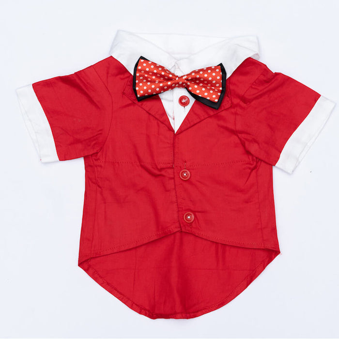 Pawgy Pets Tuxedo Formal Shirt For Dog - Red
