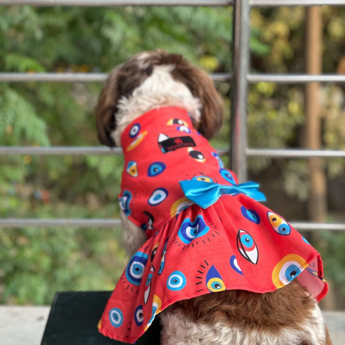 Pawgy Pets Nazar Na Lage Dress Red For Dogs