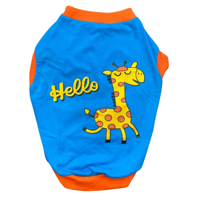 Pet Set Go Giraffe Dog T-shirt Sleeveless - Blue