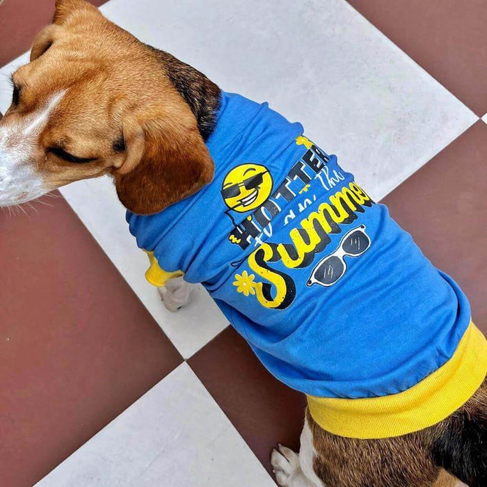 Pet Set Go Hotter Than The Summer Dog T-shirt Sleeveless - Blue