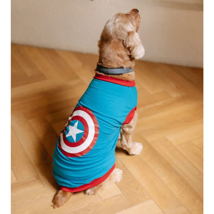 Pet Set Go Captain America Dog T-shirt Sleeveless - Blue