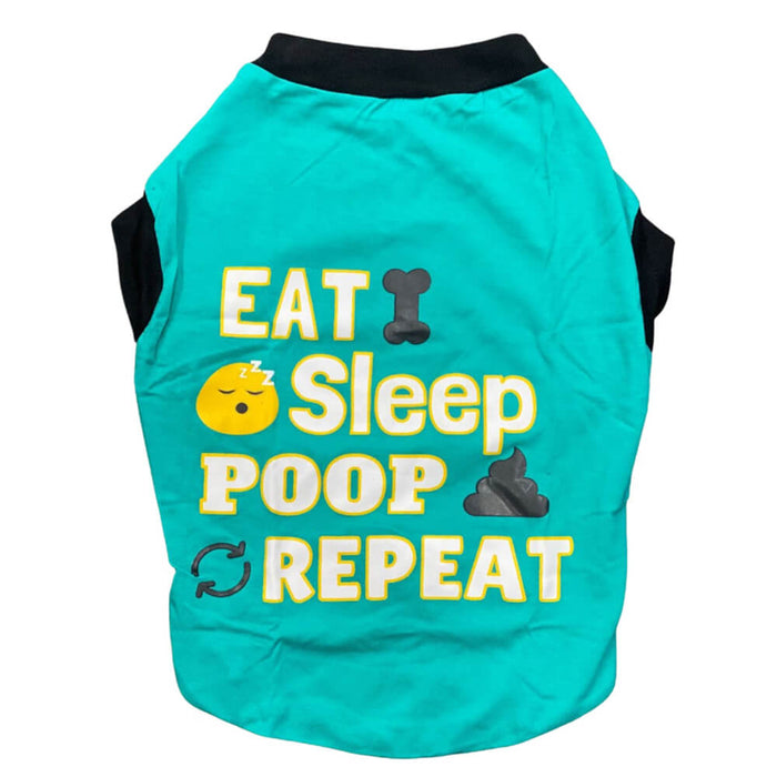 Pet Set Go Eat Sleep Poop Repeat Dog T-shirt Sleeveless - Blue