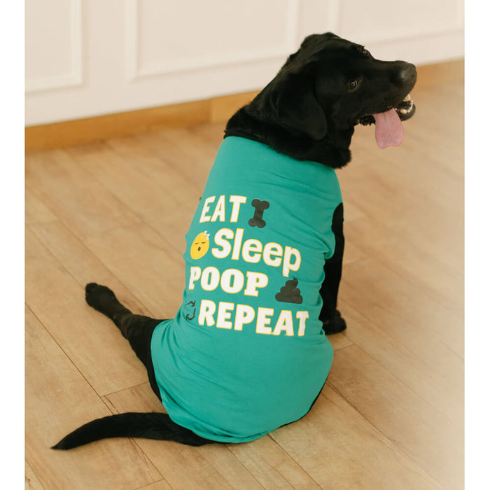 Pet Set Go Eat Sleep Poop Repeat Dog T-shirt Sleeveless - Blue
