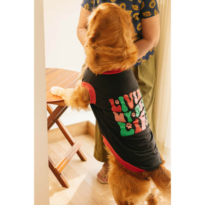 Pet Set Go Living My Best Life Dog T-shirt Black Sleeveless - Black