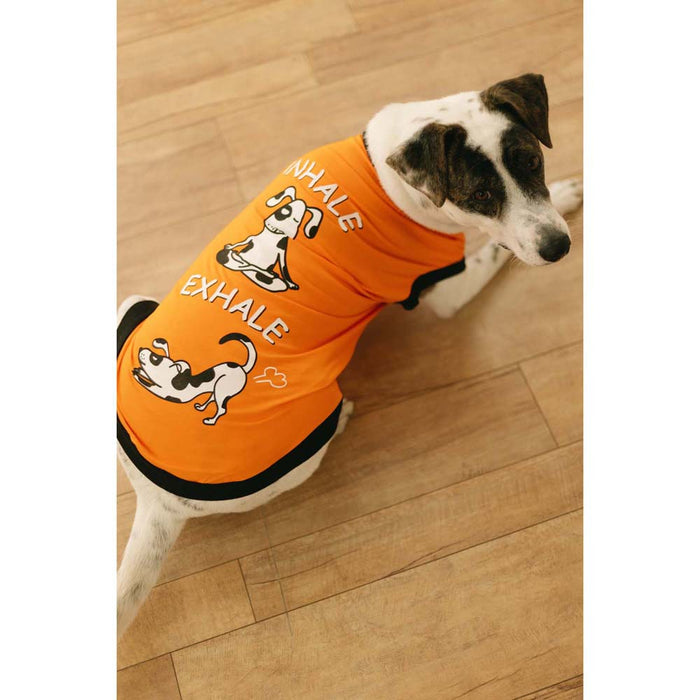 Pet Set Go Inhale Exhale Dog T-shirt Sleeveless - Orange