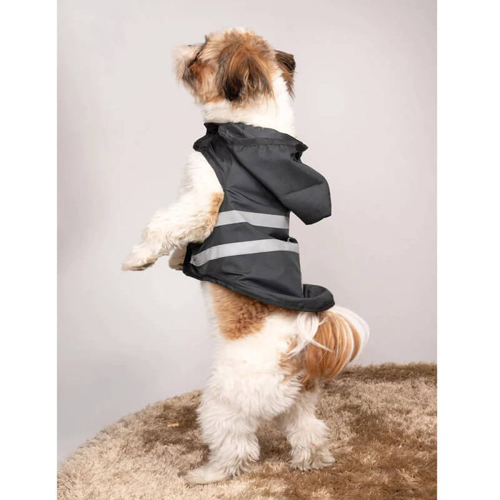 Petsnugs Black Reflective Raincoat Waterproof