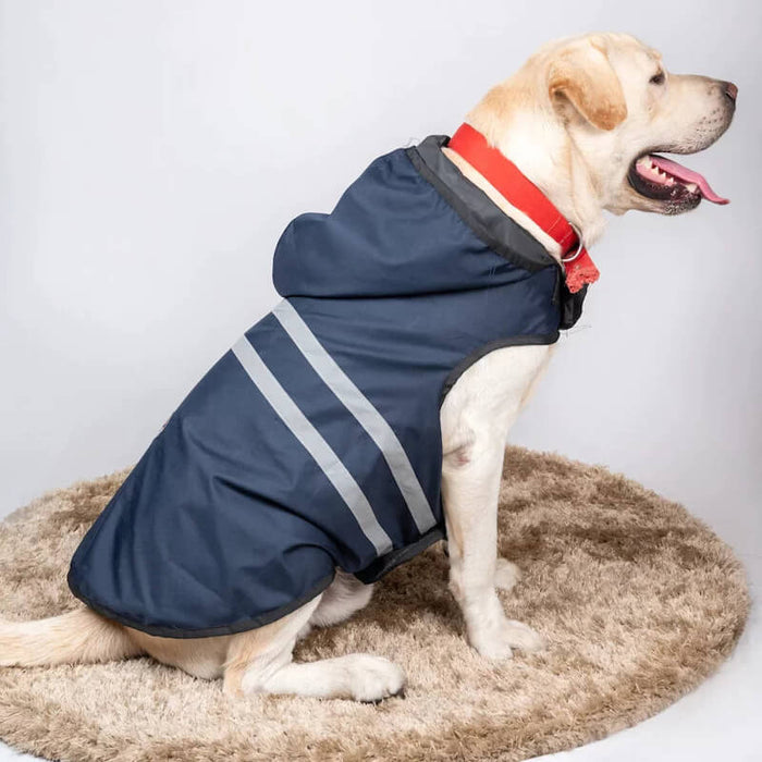 Petsnugs Navy Blue Reflective Raincoat Waterproof