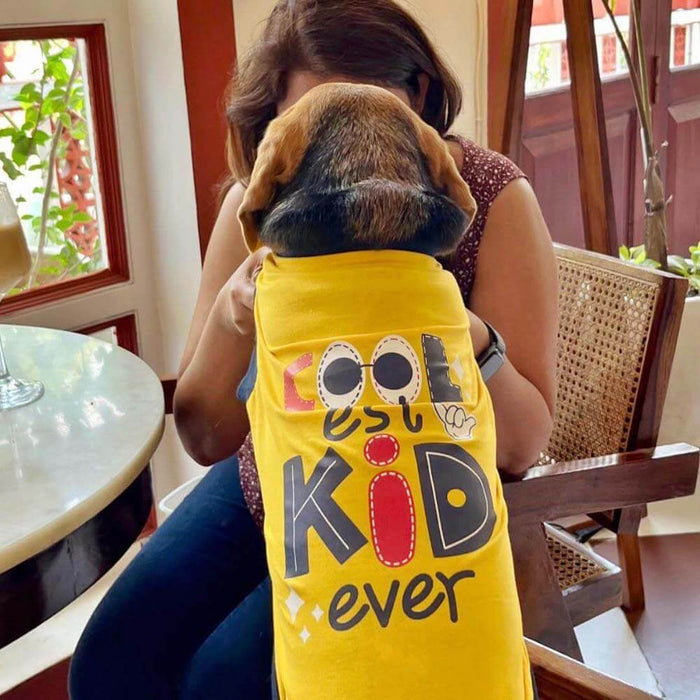Pet Set Go Coolest Kid Ever Dog T-shirt Sleeveless - Yellow